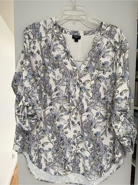 torrid Harper White Floral Print Button-Front Tunic